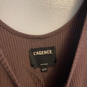 Set!! L'AGENCE Chocolate Ribbed Knit Top and pant